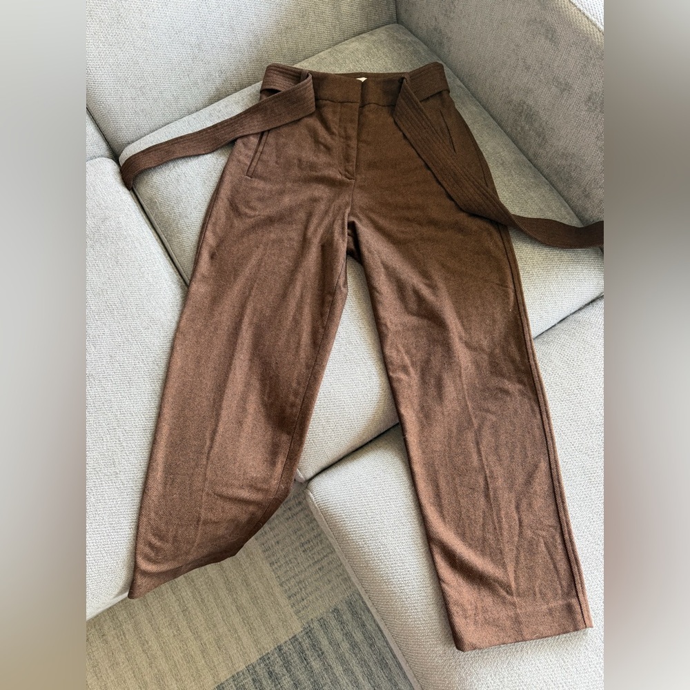 Wilfred Brown tweed women’s tie front pants